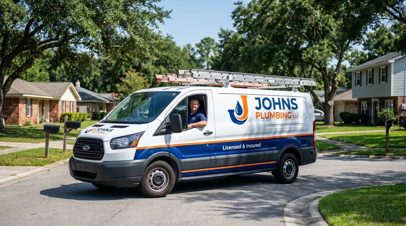 Johns Plumbing LLC service van in Strasburg, CO