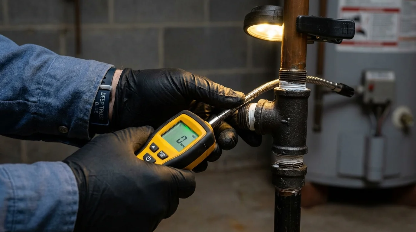 Gas leak detection with electronic sniffer by Johns Plumbing LLC in Strasburg