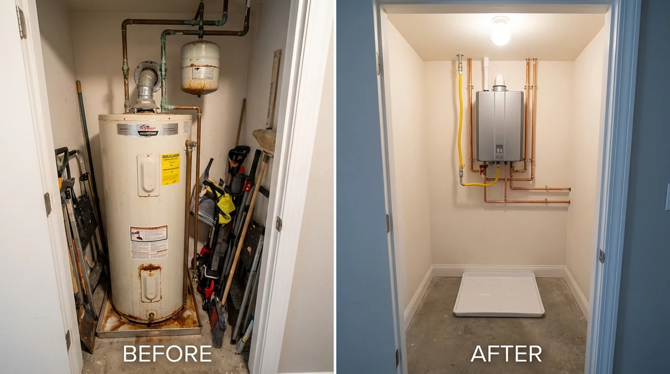 Tank water heater versus wall-mounted tankless unit comparison for Strasburg, CO homeowners