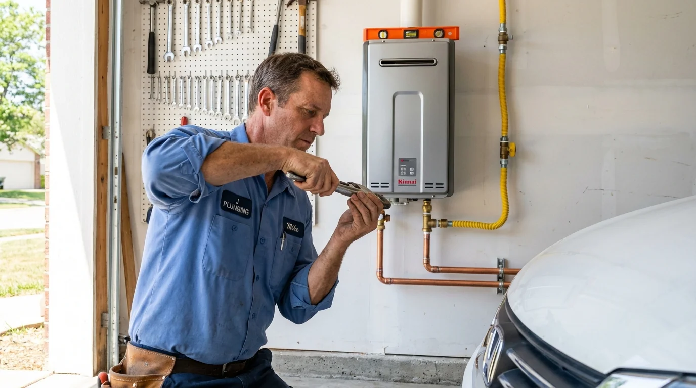 Tankless water heater installation by a Johns Plumbing LLC plumber in Strasburg